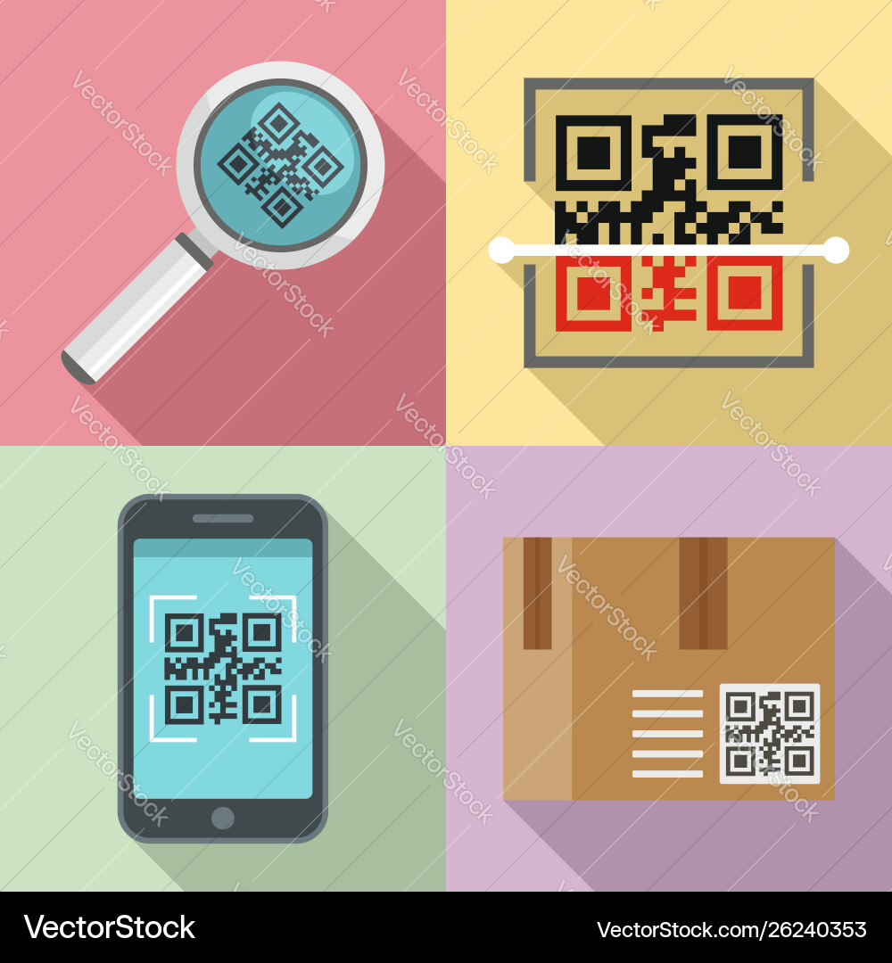 Qr code icons set flat style Qr code icons set flat style vector image