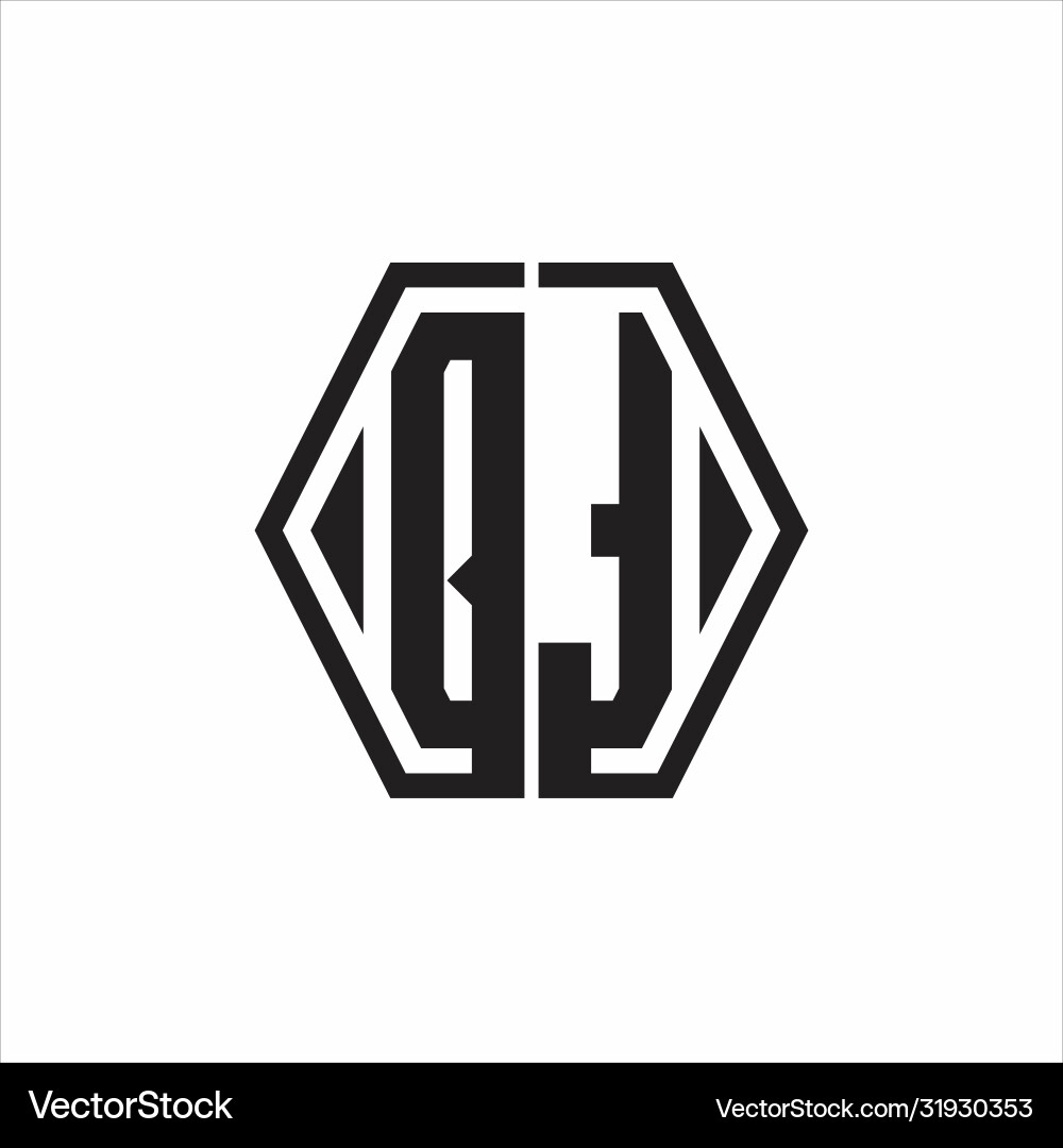 Qt logo monogram with hexagon line rounded design Vector Image