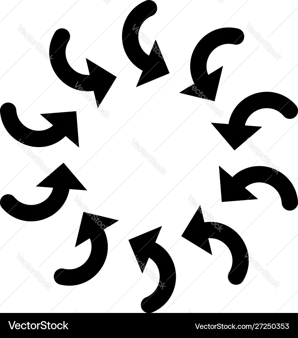 Rotate circular radial arrows for cycle iteration Rotate circular radial arrows for cycle iteration vector image