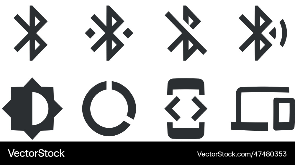 Set of 8 icons device collection thin line web Vector Image