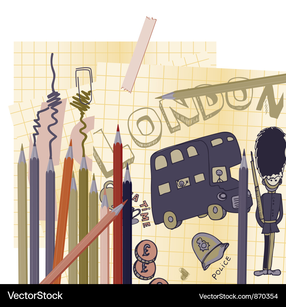 Abstract with doodles Royalty Free Vector Image