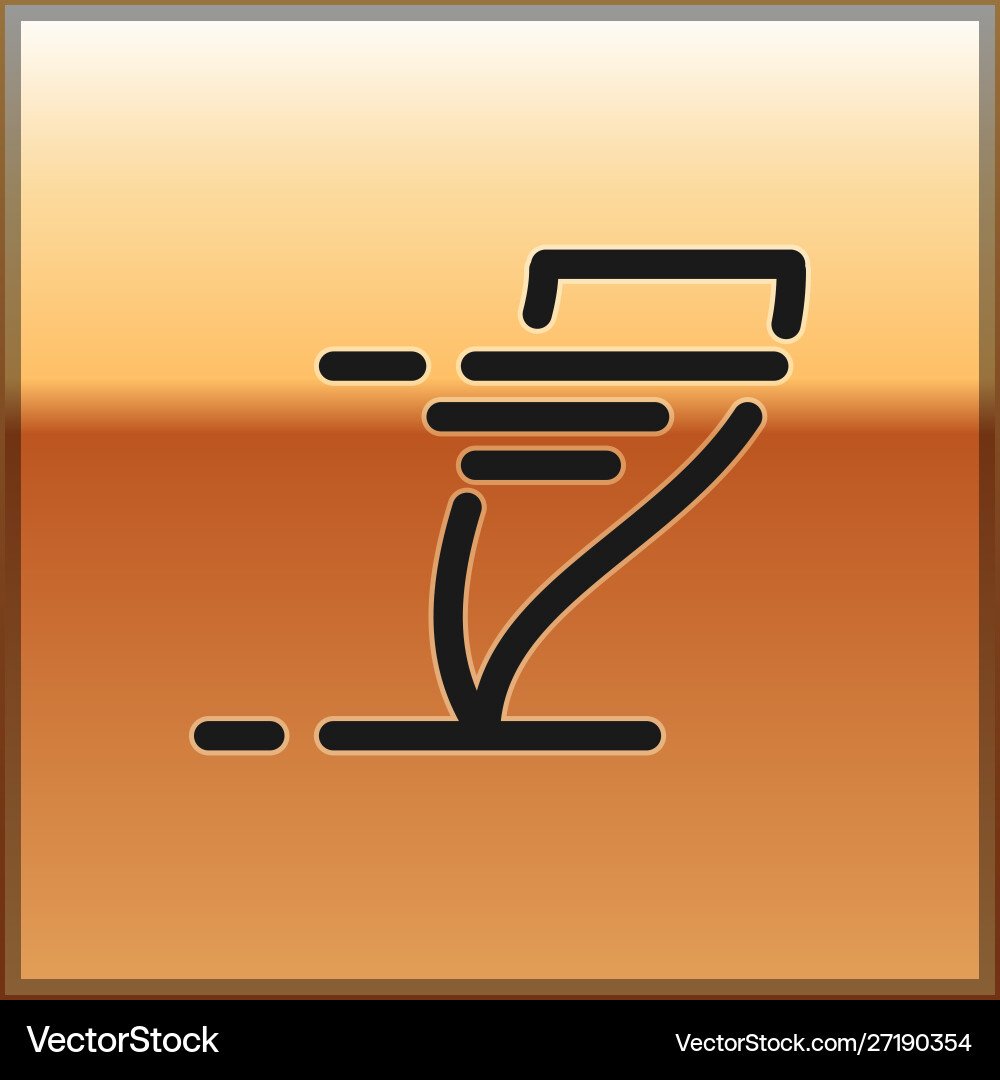 Black tornado icon isolated on gold background Black tornado icon isolated on gold background vector image