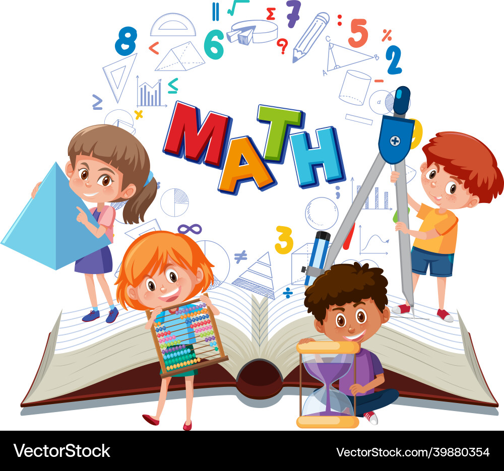 Children learning math concepts with educational tools and colorful books