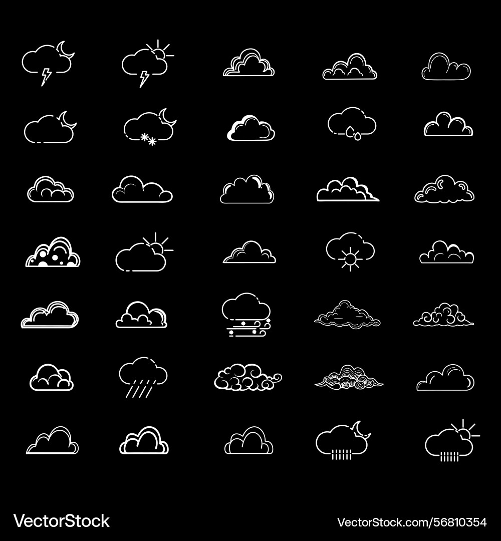 Clouds icons set of in different form Clouds icons set of in different form Vector Image