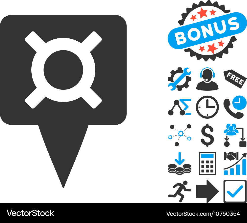 Currency map pointer flat icon with bonus Vector Image