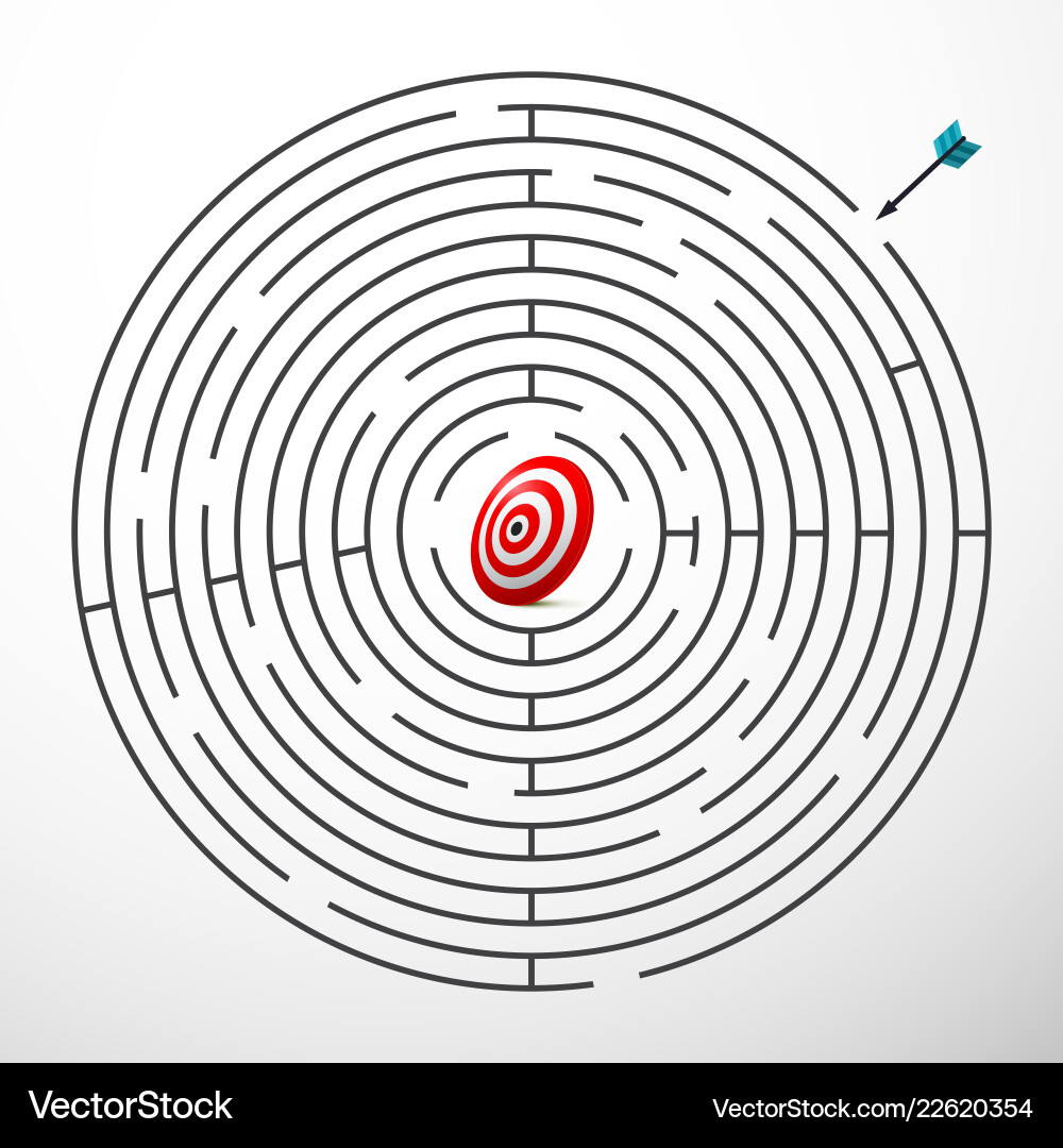 Dart Maze Puzzle with Target vector image