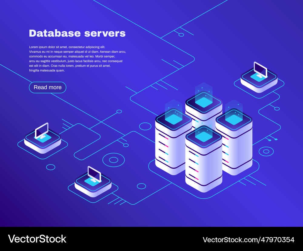 Database servers digital datacenter server Database servers digital datacenter server vector image