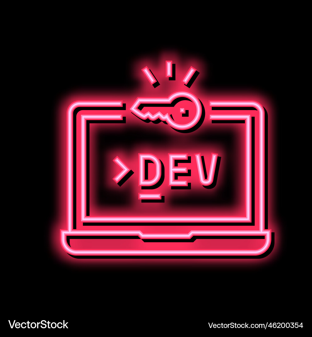 Development computer software neon glow icon vector image