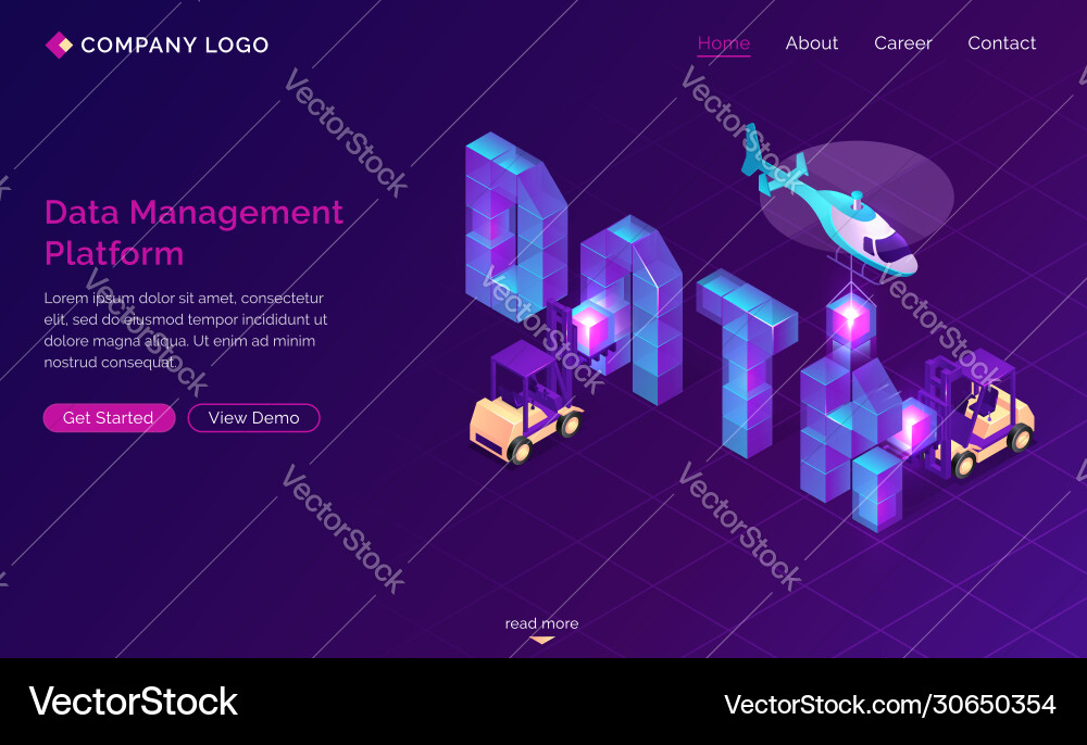 Dmp data management platform isometric landing vector image