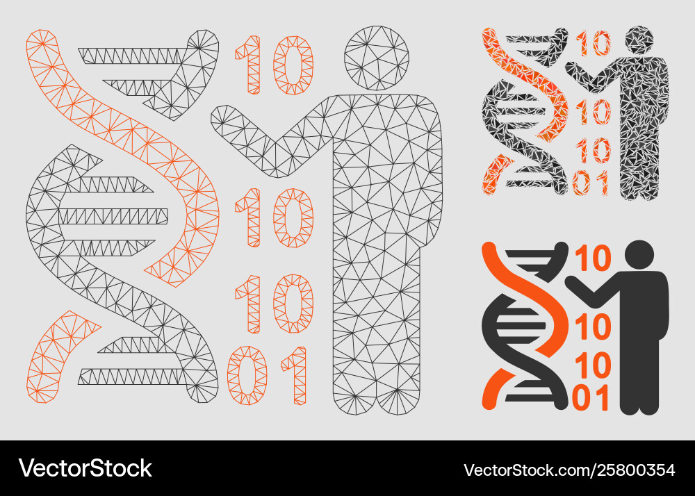 Dna code report mesh 2d model and triangle Dna code report mesh 2d model and triangle vector image