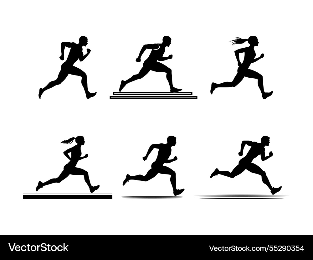 Dynamic running silhouettes a speed motion Vector Image