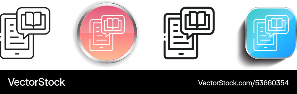 Ebook icon thin linear regular and button style Vector Image