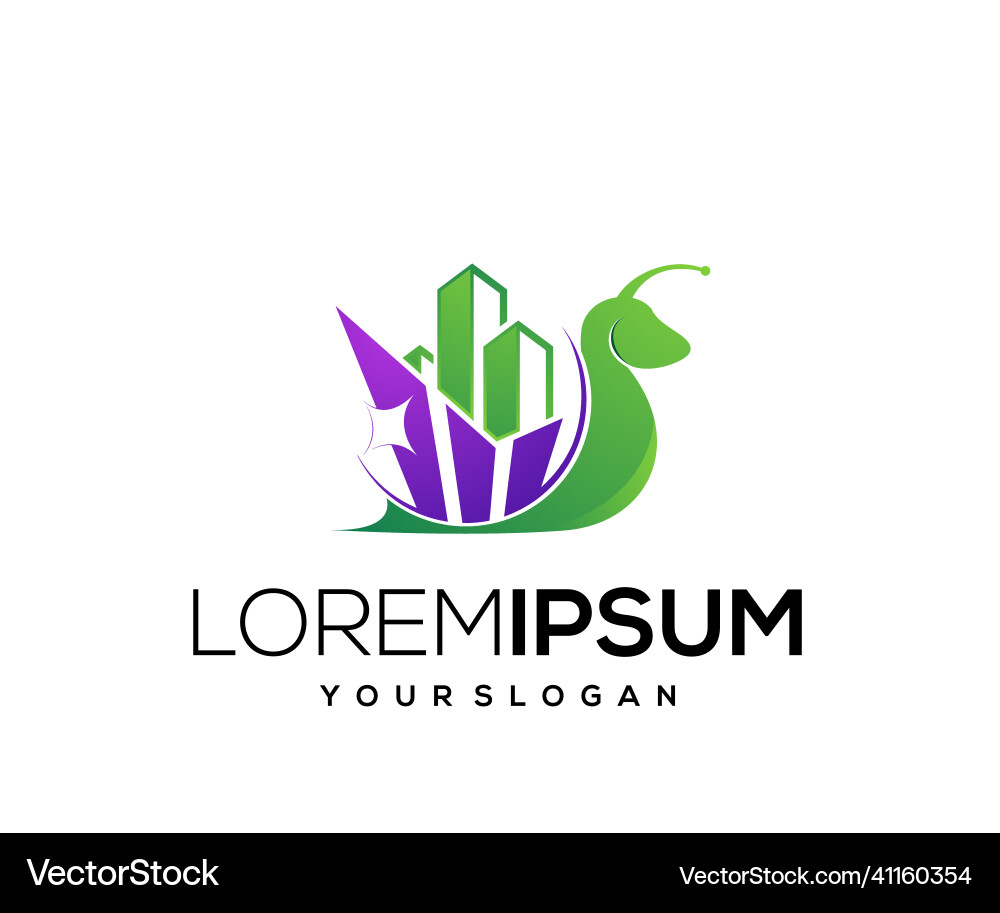 Gradient color snail building mascot Vector Image