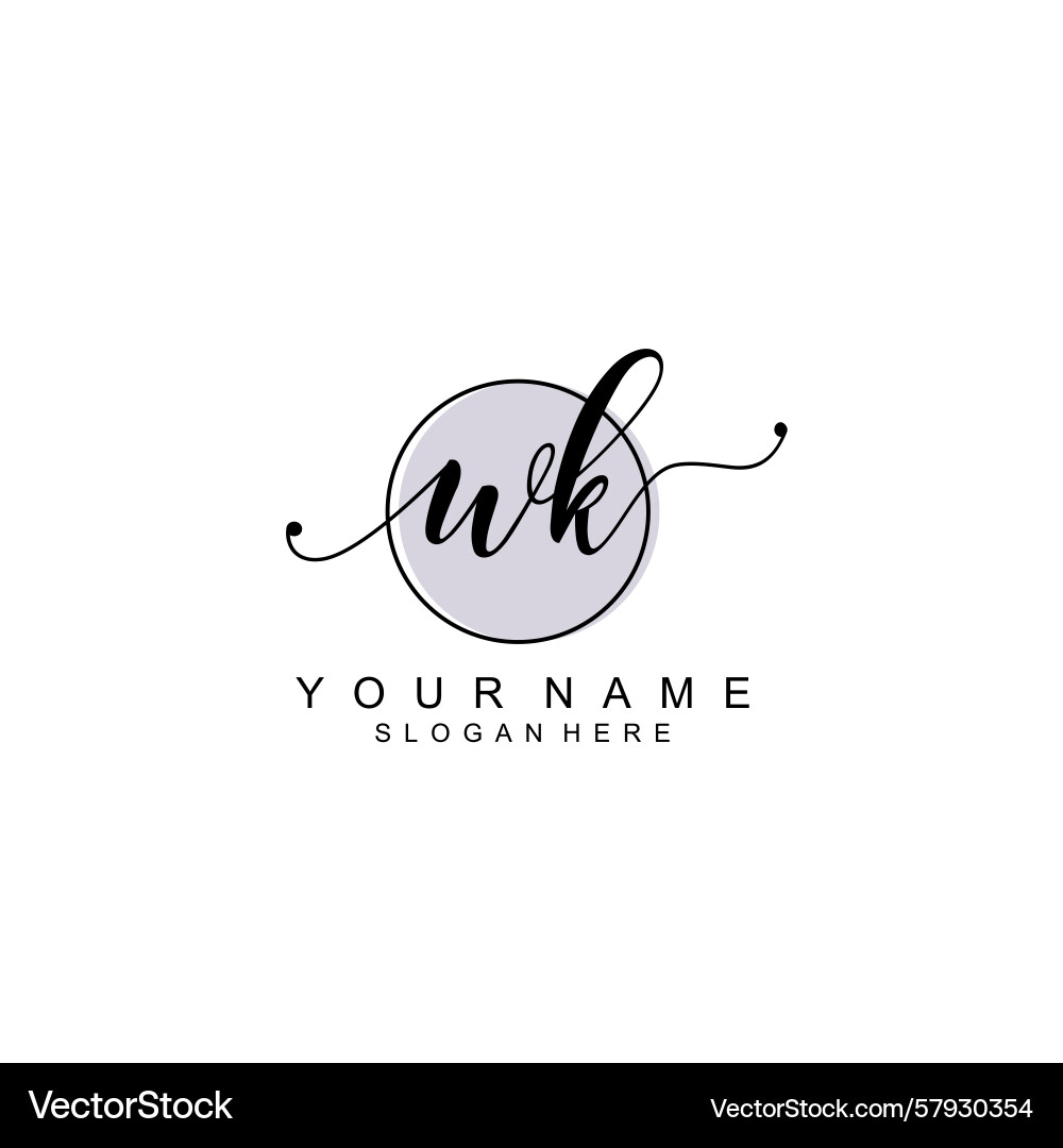 Handwriting logo concepts with initial wk Handwriting logo concepts with initial wk Vector Image