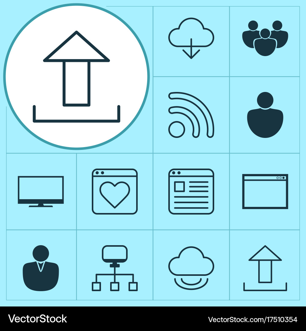 Internet icons set collection of storage upload vector image