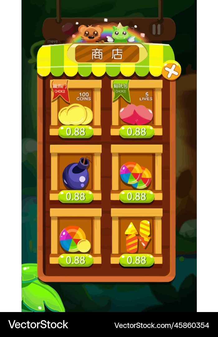 Komplettes Set von Level-Taste Spiel ui Pop-up-Symbol vektorbild