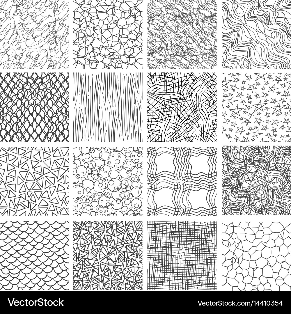 Linear Sketch Patterns - Doodle Set vector image