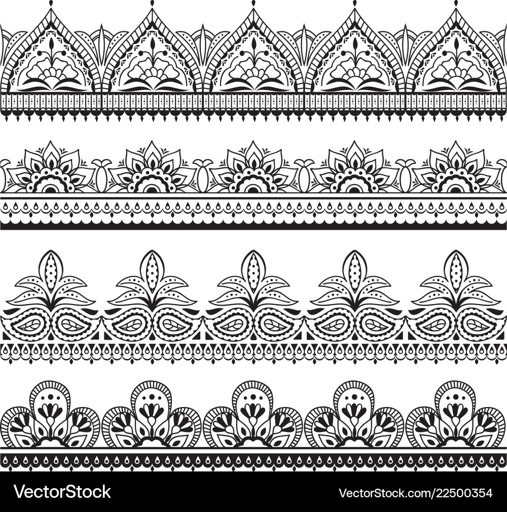 Mehndi indian design henna oriental seamless Mehndi indian design henna oriental seamless vector image