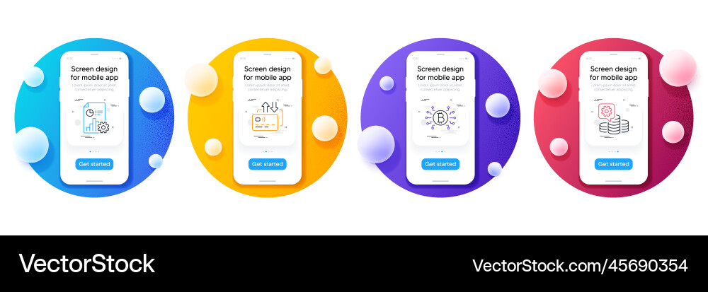 Minimal set of bitcoin system report and card Minimal set of bitcoin system report and card vector image