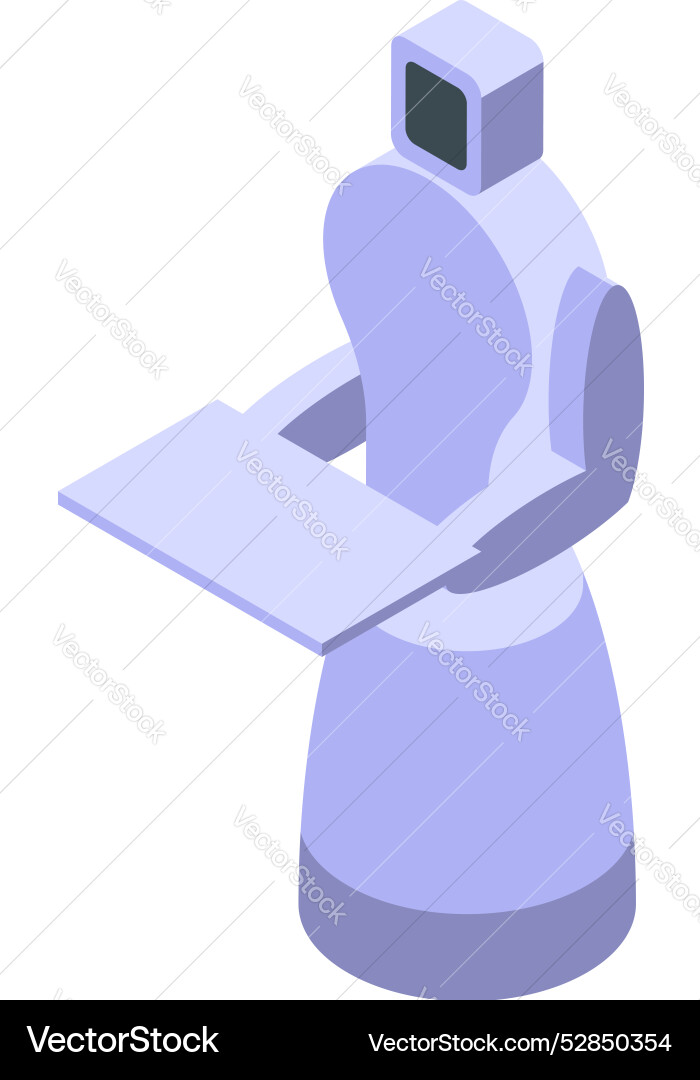 Modern robot holding tablet with empty screen Vector Image
