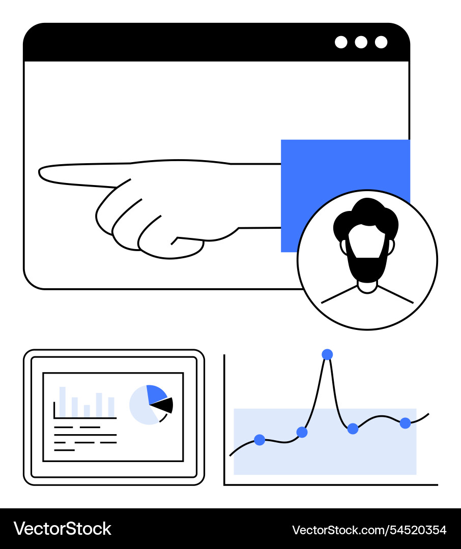 Navigating digital analytics pointer guides data Navigating digital analytics pointer guides data vector image