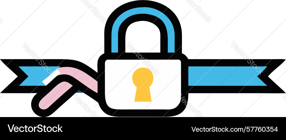 Padlock with ribbon icon design generative ai Vector Image