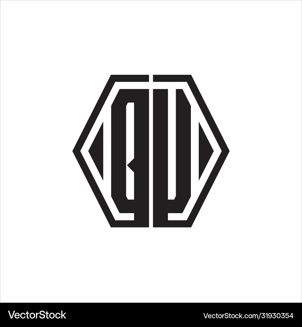 Qu logo monogram with hexagon line rounded design Qu logo monogram with hexagon line rounded design Vector Image
