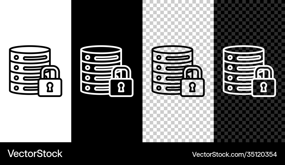 Set line server security with closed padlock icon Set line server security with closed padlock icon Vector Image