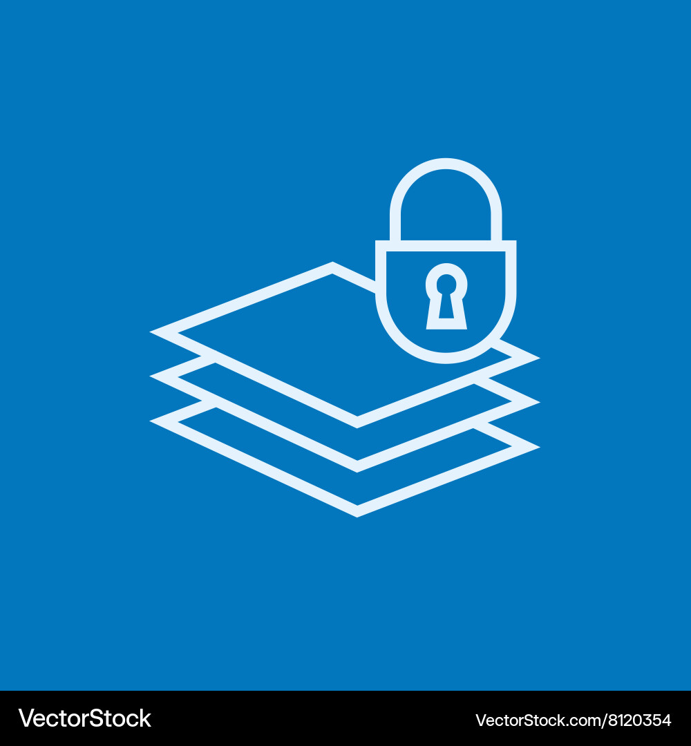Stack of papers with lock line icon vector image