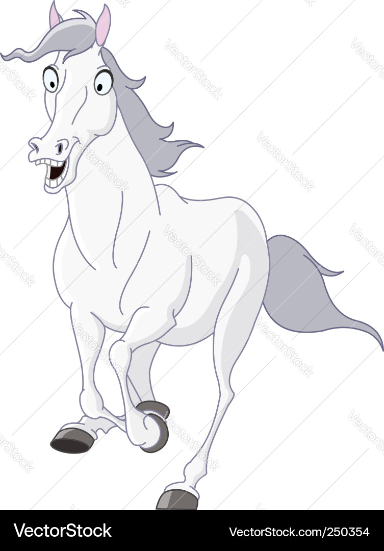 White Horse Galloping in Motion vector image