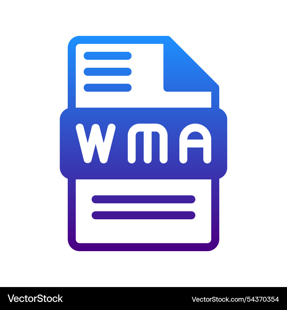 Wma neat and stylish gradient themed audio format Wma neat and stylish gradient themed audio format vector image