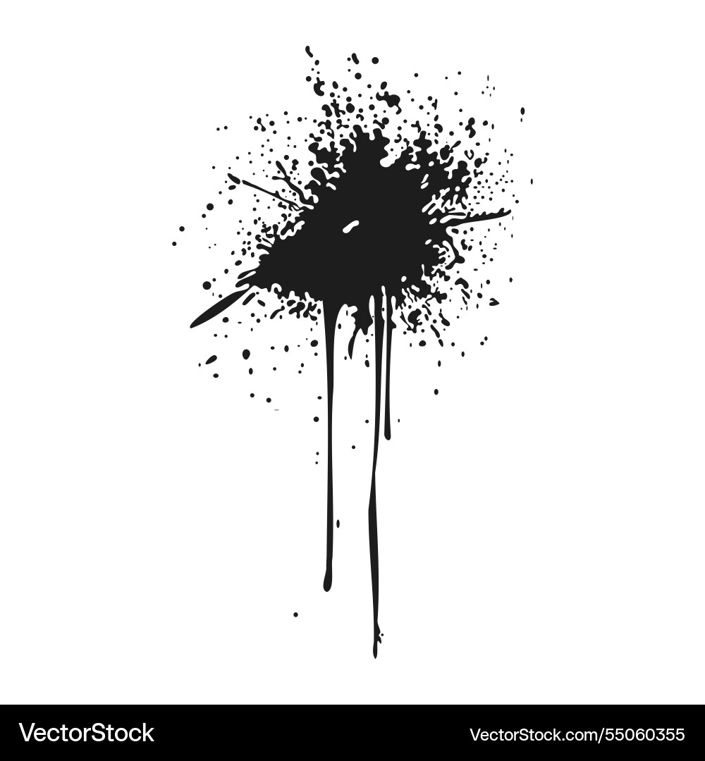 Black ink splatter in flat design dirty exploding vector image