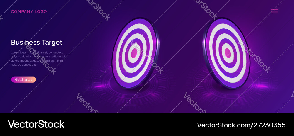 Business target isometric dart board with arrow vector image