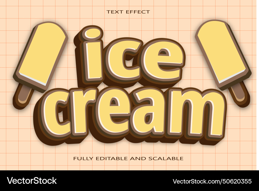 Cream editable text effect 3 dimension emboss Vector Image