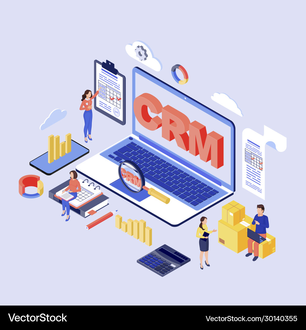 Crm software isometric customer client Vector Image