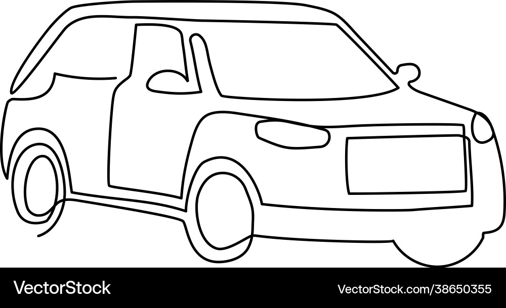 Crossover automobile continuous line drawing one Crossover automobile continuous line drawing one vector image