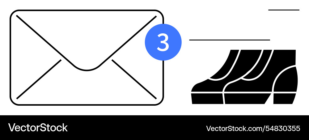 Email notification with three unread messages vector image