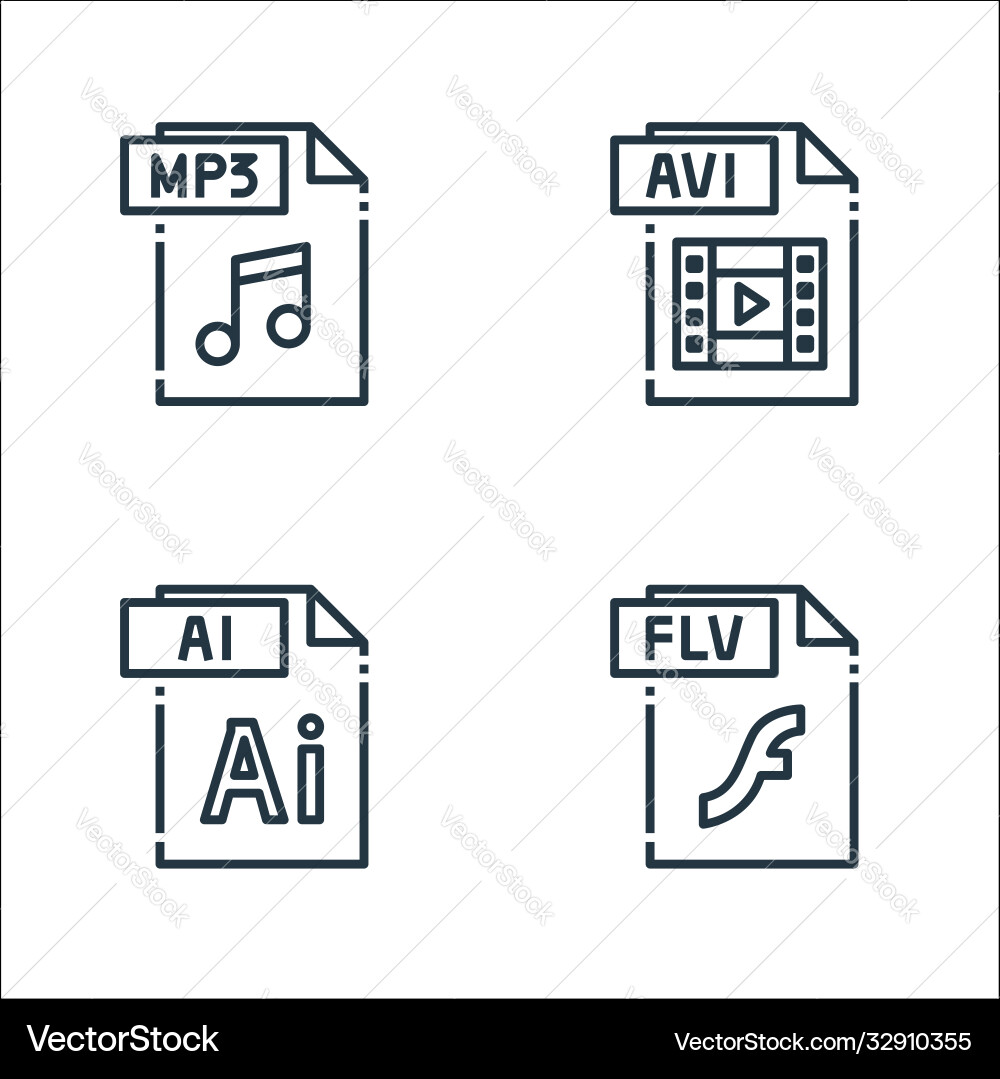 File type line icons linear set quality vector image