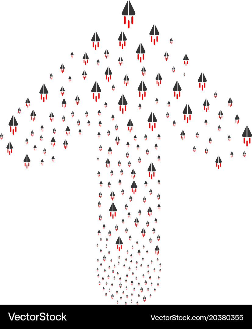 Forward oriented arrow figure with space ship vector image