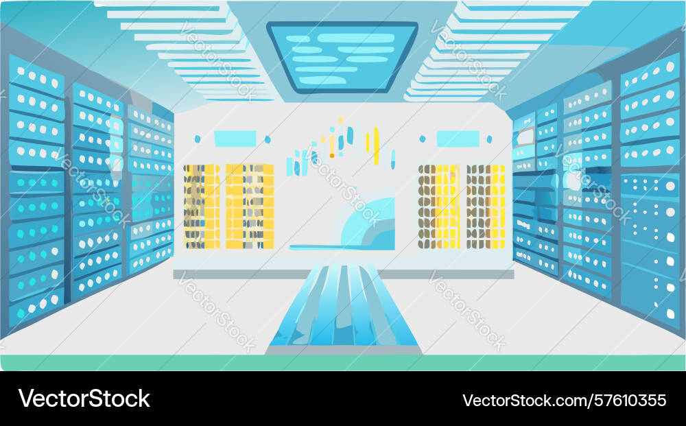 Futuristic server room data storage networking vector image