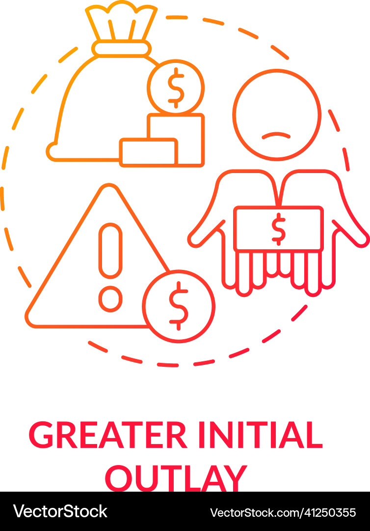 Greater initial outlay red gradient concept icon Greater initial outlay red gradient concept icon vector image