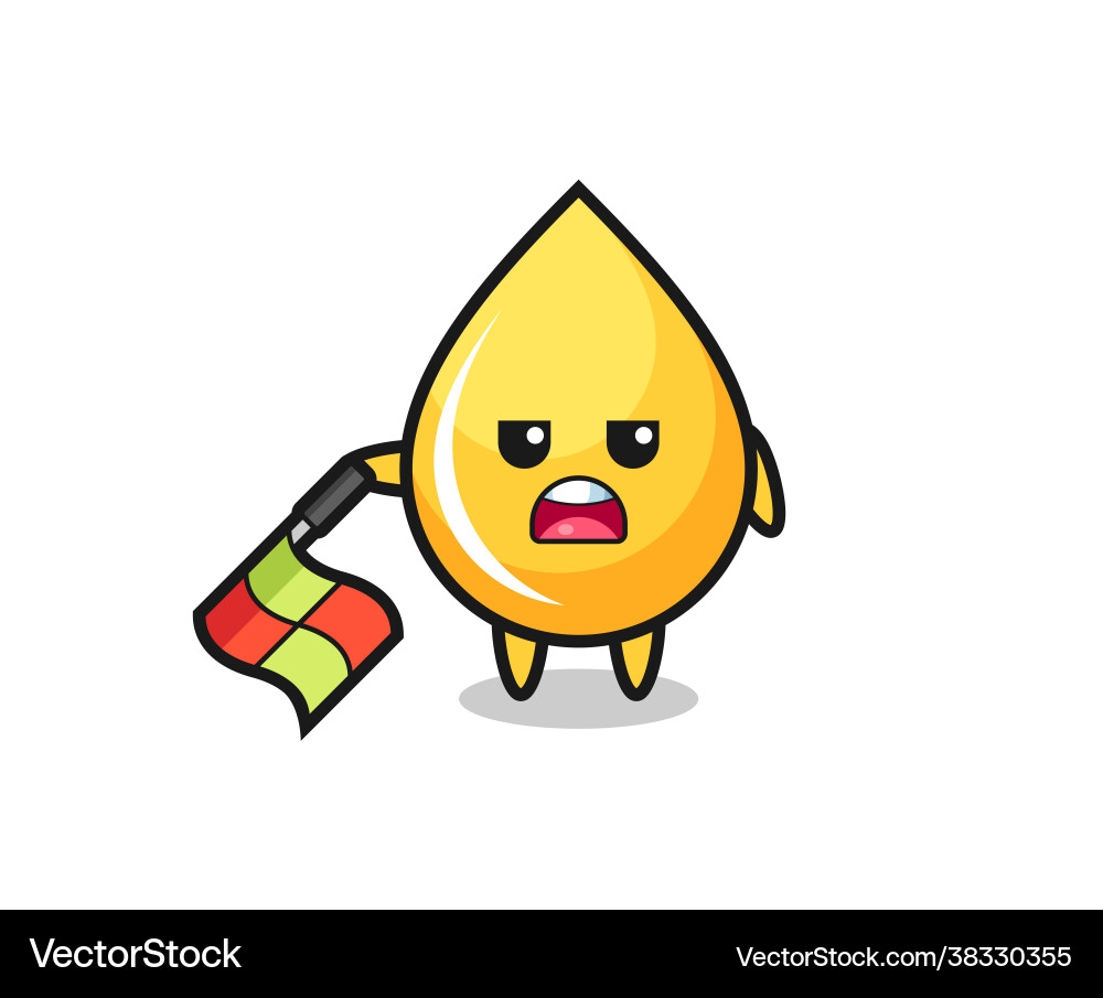 Honey drop character as line judge hold flag Honey drop character as line judge hold flag Vector Image