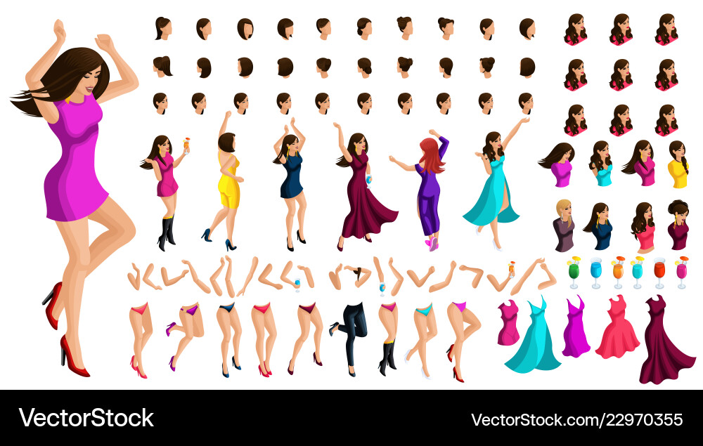 Isometry constructor dancing character emotions Isometry constructor dancing character emotions vector image