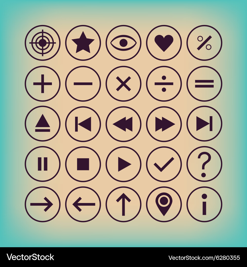 Out line general calculation controllers icons set Vector Image
