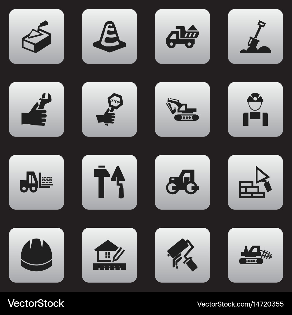 Set of 16 editable building icons includes vector image