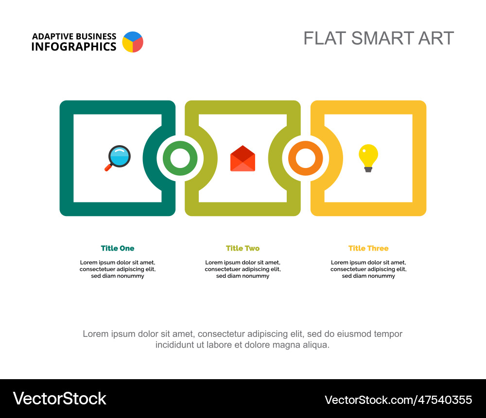 Three phases workflow slide template Vector Image