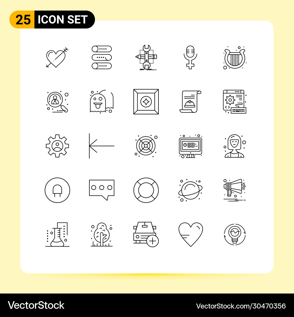 25 universal lines set for web and mobile Vector Image