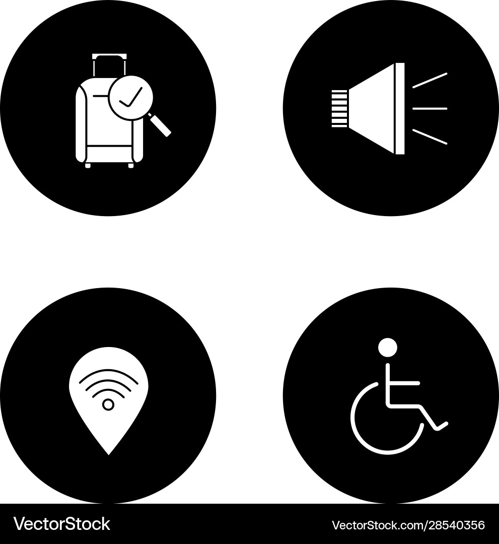 Airport service glyph icons set Airport service glyph icons set vector image