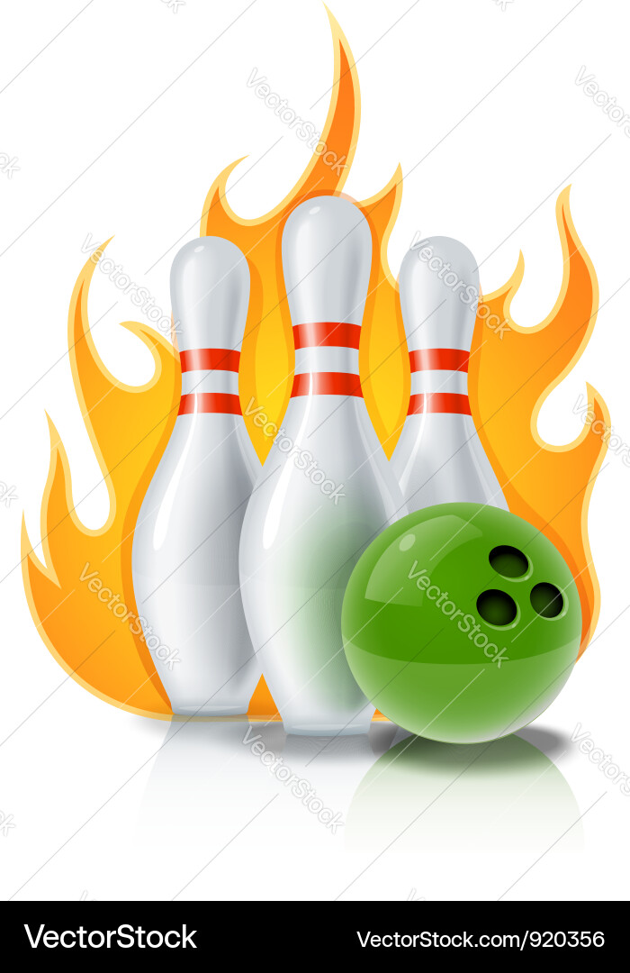 Bowling Ball with Skittles vector image