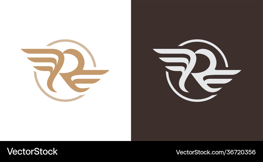 Klassisches Buchstaben r Logo mit Flügelelement abgerundet